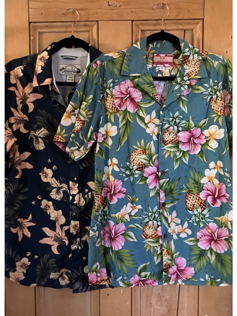 RJC Hawaiian Mens Vintage Y2K (TWO SET) Pineapple Floral Shirt Small Blue SP EXC